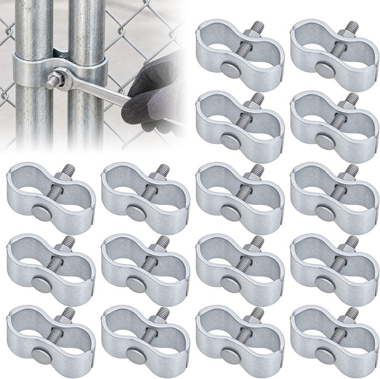 Hoqqf 16 Sets Dog Kennel Panel Clamps Chain Link Fence Clamps 1-3/8’’ Fence Parts Temporary Dog Kennel Clamps Galvanized Fence Ties for 32mm Pipe Panel Frames
