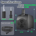 SongLong Submersible Pump 200GPH 5.2ft. High Lift for Fountains