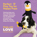 Yomp Penguin Dog Toy – Durable Stuffed, No Squeaker Dog Toys with Natural Canvas and Crinkle Paper – Interactive Stuffed