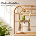 Natural Wood Bird Swing Toy with Hemp Rope Perch for Small Parrots