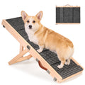 Crazyou Foldable Dog Ramp for Bed & Couch, Portable Dog Stairs for Small Dogs with 4 Adjustable Heights from 9.25'' to 17.72", Wooden Pet Ramp Steps with Non-Slip Pad for Sofa