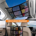 Choicons Dog Car Net Barrier,Universal Fit Sturdy Double-Layer Mesh 31.5"x23.6" Car Ceiling Cargo Net Pocket with Flexible Bungee Cords for Seat Movement Easy to Install