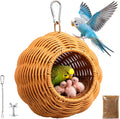 Bird Nest for Cage, Hanging Rattan Parakeet Nest，Washable Breathable
