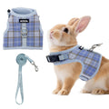AIITLE Bunny Harness and Leash Set Escape Proof - Magic Tape Design, Lightweight Plaid Pattern Mesh Padding, No Choke No Pull for Puppy Cat Rat Squirrel Ferret, Outdoor Walking Running, Blue S