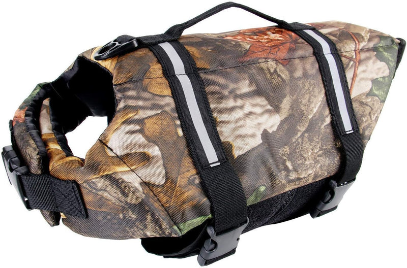 Camo Pet Life Preserver Jacket,Camouflage Dog Life Vest with Adjustable Buckles,Dog Safety Life Coat for Swimming, Boati
