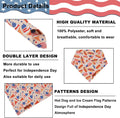 ADOGGYGO American Flag Dog Bandana, Ice Cream Hamburg Flag Pet Scarf, Premium Durable Fabric, Patriotic 4th of July Bandanas for Medium Large Dogs Pets (Large)