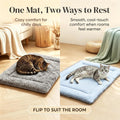 Reversible Cat Bed Mat, Cool-Touch Ice Silk & Self-Warming Fleece, 24x18 in