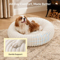 Bedsure ComfyFleece™ Donut Medium Dog Bed - Washable Faux Fur with Corduroy Fleece & Anti Slip Bottom, Round Pet Bed with Removable Cover, Cream, 30x30x8 inches
