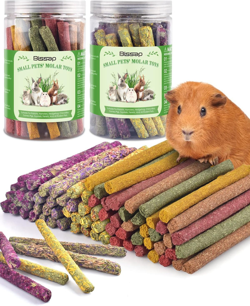 Bissap 72 PCS Rabbit Chew Sticks, Natural Timothy Hay Pumpkin Sugar Beet Carrot Strawberry Rose Dahlberg Daisy Forget-me
