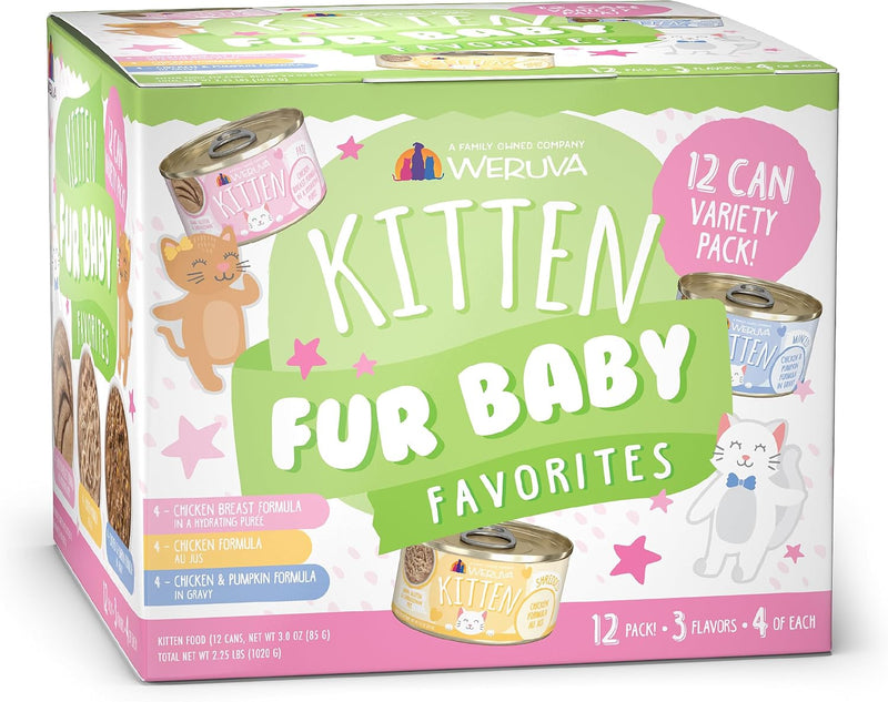 Weruva Kitten, Fur Baby Favorites Variety Pack, 3oz Can (Pack of 12)