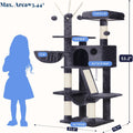 Hey-brother Cat Tree, 53 inch Cat Tower for Indoor Cats, Cat House with Padded Platform Bed, Toy Balls, Large Cozy Condo, Hammocks and Sisal Scratching Posts, Smoky Gray MPJ019-SG