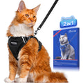 Halypet Cat Harness and Leash Set [ MAX Safety Third Generation ] Escape Proof Soft Adjustable Cat Leash Breathable Comfortable Vest Easy to Wear Kitten Harness for Outdoor Walking Black