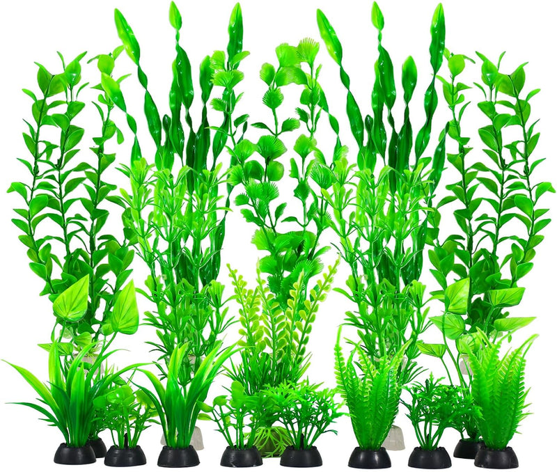 Artificial Aquarium Plants Set, Plastic Fish Tank Decorations, Fish Tank Decor for Betta Goldfish