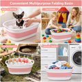 Coloch Collapsible Pet Bath Tub, Dog Bathtub with Drain Plug&Handle, Pink