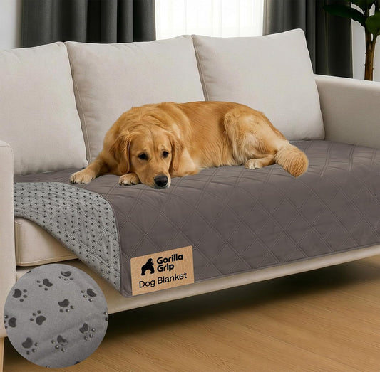 GORILLA GRIP® Waterproof Dog Blanket, Leakproof Couch Cover for Dogs, Silicone Grip Backing, Protects Sofa, Sectional, Bed, Crate, Car & RV, Tear-Resistant Washable Senior Pet Blanket, 30x70 Charcoal