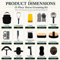 Horse Grooming Kit For Care Bathing & Shedding Brushes & Curry Combs with Organizer Bucket & Silicone Grooming Gloves Al