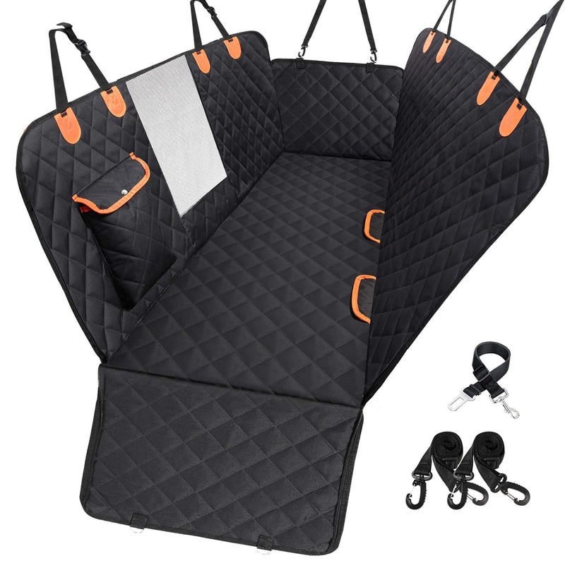 EasyHaWei Dog Car Seat Cover for Back Seat 600D Scratchproof Nonslip Durable Waterproof Cars Pet Backseat Covers with Mesh Window Dogs Hammock for Car，SUV, Truck (54