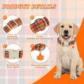 Fall Dog Collar, Autumn Dog Collars with Plaid Pattern, Adjustable Cotton Puppy Collar for Small Medium Large Dogs, Cute