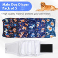 5 Pack Dog Diapers Male, High Absorbing Dog Wraps, Belly Bands for Male Dogs with Incontinence or Frequent Urination, Wa