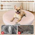 ALWZ-RDY Dog Bed Covers Replacement Washable for Round & Donut Dog Bed 100% Waterproof Dog Bed Sheets Soft & Noiseless Pet Bed Cover 30" x 30" x 9.8" Beige