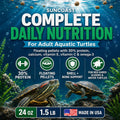 Suncoast Aquatic Turtle Food for Adult Turtles - Floating Pellets with 30% Protein, Calcium, Vitamin E, Omega-3 & Vitami