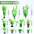 CousDUoBe 12pcs Fish Tank Accessories Aquarium Decorations Green Plants, Green Fish Tanks Decoration Plants, Fish Tank D