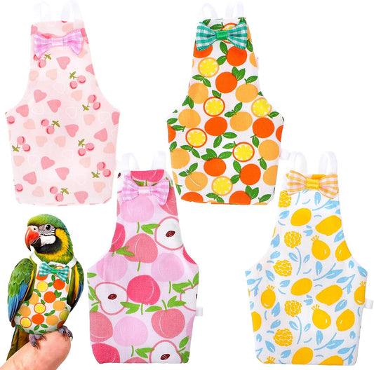 LXUEJIE 4 Pcs Bird Diaper, Cute Pet Bird Diaper, Parrot Nappy Reusable Flight Suit with Waterproof Inner Birds Diapers for Parakeet Cockatiel Mini Macaw Budgie Canary
