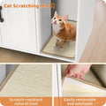 DWANTON Litter Box Enclosure, Cat Litter Box Furniture Hidden, with Scratching Mat, Wooden Cat Washroom Indoor, 31.5" L x 19.7" W x 21.7" H, White and Rustic Brown