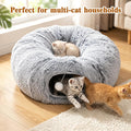 Cat Tunnel Bed for Indoor Cats, Plush Hideaway with Reinforced Frame