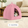 Cat House - Indoor Bed with Removable Foam Cushion - Pet Tent for Puppies, Rabbits, Guinea Pigs, Hedgehogs, and Other Small Animals by PETMAKER (Pink)
