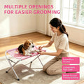 Pet Grooming Hammock for Dog&Cat, Foldable Pet Bathing with Stand，Pink-A