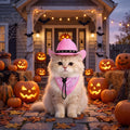Pet Cowboy Costume, Dog Cowboy Hat with Bandana Scarf, Adjustable Cat Cowboy Hat for Party Cosplay Christmas, Halloween 