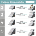 Kohentact Dog Stairs, Steps and Ramp for High Bed & Sofa, 13-24" H Detachable Pet Stairs for Small Medium Dogs, Sturdy 40D Foam, Non-Slip, Washable Cover with Lint Roller, Grey