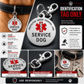 Service Dog Tag Double Sided with Federal Protection & Red Medical Alert Symbol | 1.25 Inch Durable Pet ID Tags | Easily Attach to Collar, Harness, Vest | Service Dog Identification Tag