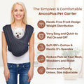 AnccoPlus Dog Carriers for Small Dogs, Front Facing Cat Carrier, Hands Free Dog Carrier, Size Adjustable Pet Carrier, Reducing Back Pain, Soft Cotton, Safe Small Dog Carrier(Regular, Charcoal Black)