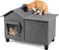 Love's cabin Outdoor Cat House Weatherproof Elevated Cat Bed, Grey, Large