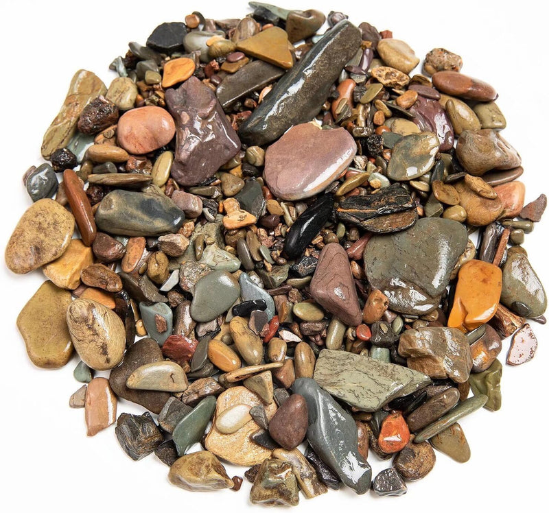 WDEFUN Aquarium Gravel River Rock, Natural Polished Mixed Colorful Stones, 10 LBS, for Plant Aquariums, Landscaping, Vas
