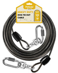 Petbobi Heavy-Duty Dog Tie-Out Cable - 30FT Extra Strong Wire Cable for Large Pets Up to 300Lbs, Rust Proof Dogs Leash with Carabiners and 360° Swivel, Pet Leads for Yard Camping Outside, Black