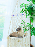 KARCEEY Cat Hammock Macrame Hanging Bed for Large Cats - 50lbs Heavy Duty Cat Swing Wall Mounted Boho Window Perch - Har