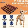 Amazing Dog Treats - 6 Inch Medium Size Bully Sticks (10 Count) - Bulk Bully Sticks for Dogs - No Hide Bully Stick Dog B