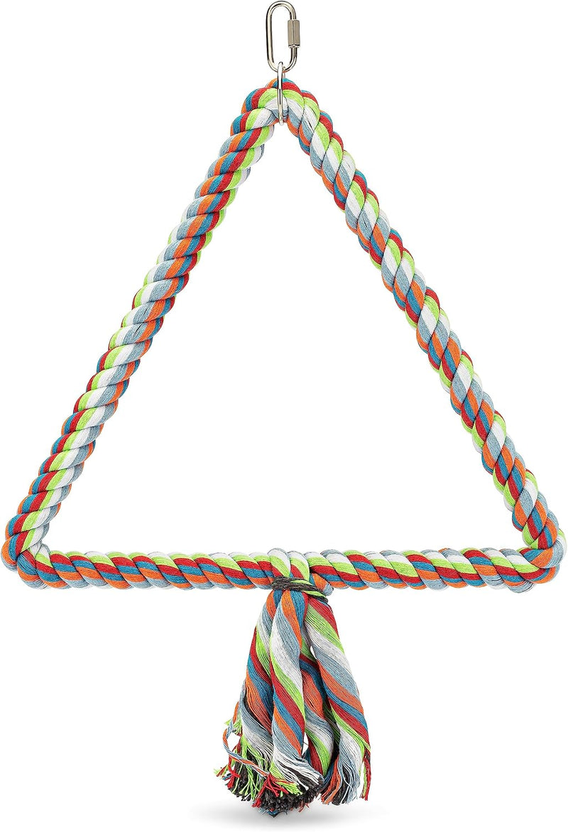 Large Bird Rope Perch Triangle Swing Toy Multicolor 12 Inch