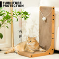 Markarbarka Value 2-Pack 23.6 Inch L-Shaped Cardboard Cat Scratcher, Dual Use (Vert/Horiz) Scratch Pad with Toy Balls, Wall-Mountable Furniture Protector Cat Scratchers for Indoor Cats