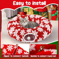 Cat Tunnel Christmas Tree Skirt for 5-7.5ft Trees - Prevent Christmas Tree Falling, Snowflake Patterns Warm Soft Cat Tub