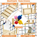 BNOSDM Bird Perch Platform with Mirror, Wooden Climbing Ladder for Parakeet, Small Bird Swing Toys with Rotating Balls P