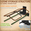 Wall Mounted Saddle Rack Set of 2, 120-lb Capacity Heavy Duty Iron Saddle Stand with Dual Blanket Bars and Tack Hook, Fi