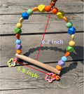 GUANLANT Wooden Bird Swings for Large Parrots, Cockatiel Perch Parakeet Swing Hanging Birdcage Stands Playground Play Gyms Accessories Colorful Beads Climbing Toy for Lovebirds Conures Budgies