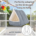 Hoopttay Medium Winter Warm Bird House and Bird Bed for Cage with Soft Plush Hanging Hammock & Hut Tent, Hideaway Sleeping Nest for Budgies, Parakeets, Cockatiels (Grey, M)