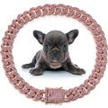 LEIFIDE Dog Chain Collar Diamond Link Puppy Collar 12 mm Wide Dog Necklace Metal Cat Chain Pet Crystal Necklace Jewelry Accessories for Small Medium Large Pet(12 Inch,Rose Gold, Pink)