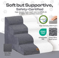 Miorun Extra Wide 4-Step Dog Stairs for Bed & Couch 18" H, More Stable Non-Slip Pet Steps with Balanced Foam Structure and Gentle Slopes, Stylish Indoor Dog Steps for Small & Medium Dogs, Gray