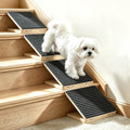 2-Pack Small Dog Ramp for Stairs, Adjustable Gentle Low-Angle Wooden Pet Stair Wedges, Non-Slip Carpet Surface, No Assem